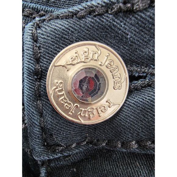 Reign High Rise Cuffed Denim Shorts Size 20 Washed Black Stretch Cotton Casual - Picture 2 of 11